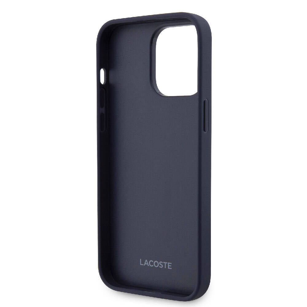 Apple iPhone 15 Pro Kılıf Lacoste Orjinal Lisanslı M-safe Şarj Özellikli PU Deri Görünümlü Kartlıklı Karışık Monogram Desenli Kapak Siyah