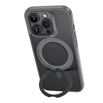 Apple iPhone 15 Pro Kılıf M-safe Şarj Özellikli 360° Dönebilen Benks Pop Stand Kapak Siyah