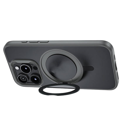 Apple iPhone 15 Pro Kılıf M-safe Şarj Özellikli 360° Dönebilen Benks Pop Stand Kapak Siyah