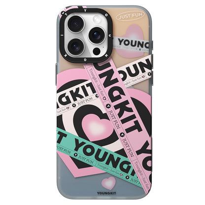 Apple iPhone 15 Pro Kılıf M-safe Şarj Özellikli Airbagli Çift Katmanlı Youngkit Flipped Serisi Kapak Pembe Açık