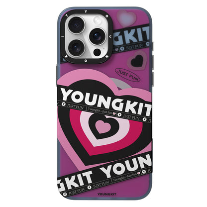 Apple iPhone 15 Pro Kılıf M-safe Şarj Özellikli Airbagli Çift Katmanlı Youngkit Flipped Serisi Kapak Pembe