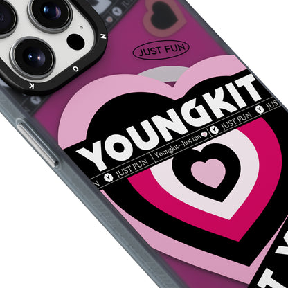 Apple iPhone 15 Pro Kılıf M-safe Şarj Özellikli Airbagli Çift Katmanlı Youngkit Flipped Serisi Kapak Pembe Açık