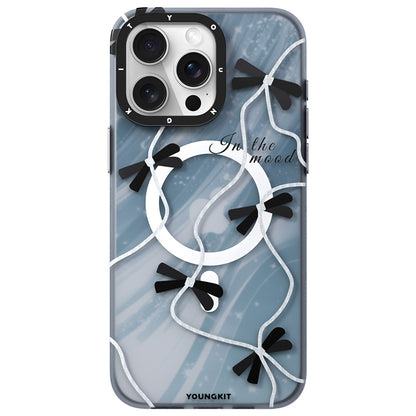 Apple iPhone 15 Pro Kılıf M-safe Şarj Özellikli Airbagli Çift Katmanlı Youngkit Star&Butterfly Serisi Kapak Gri