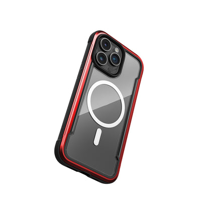 Apple iPhone 15 Pro Kılıf M-safe Şarj Özellikli Airbagli Raptic Shield Serisi Şeffaf Arka Yüzey Kapak Kırmızı