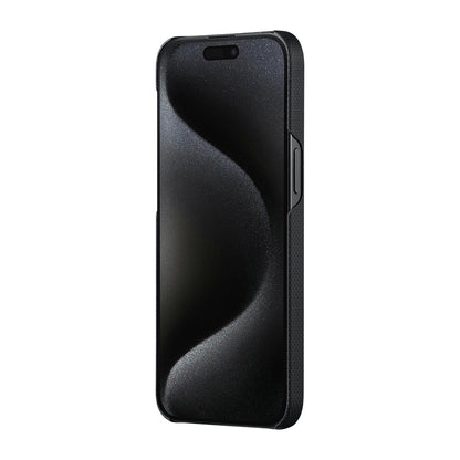 Apple iPhone 15 Pro Kılıf M-safe Şarj Özellikli Aramid Fiber Pitaka Tactile Woven Break The Line Kapak Siyah