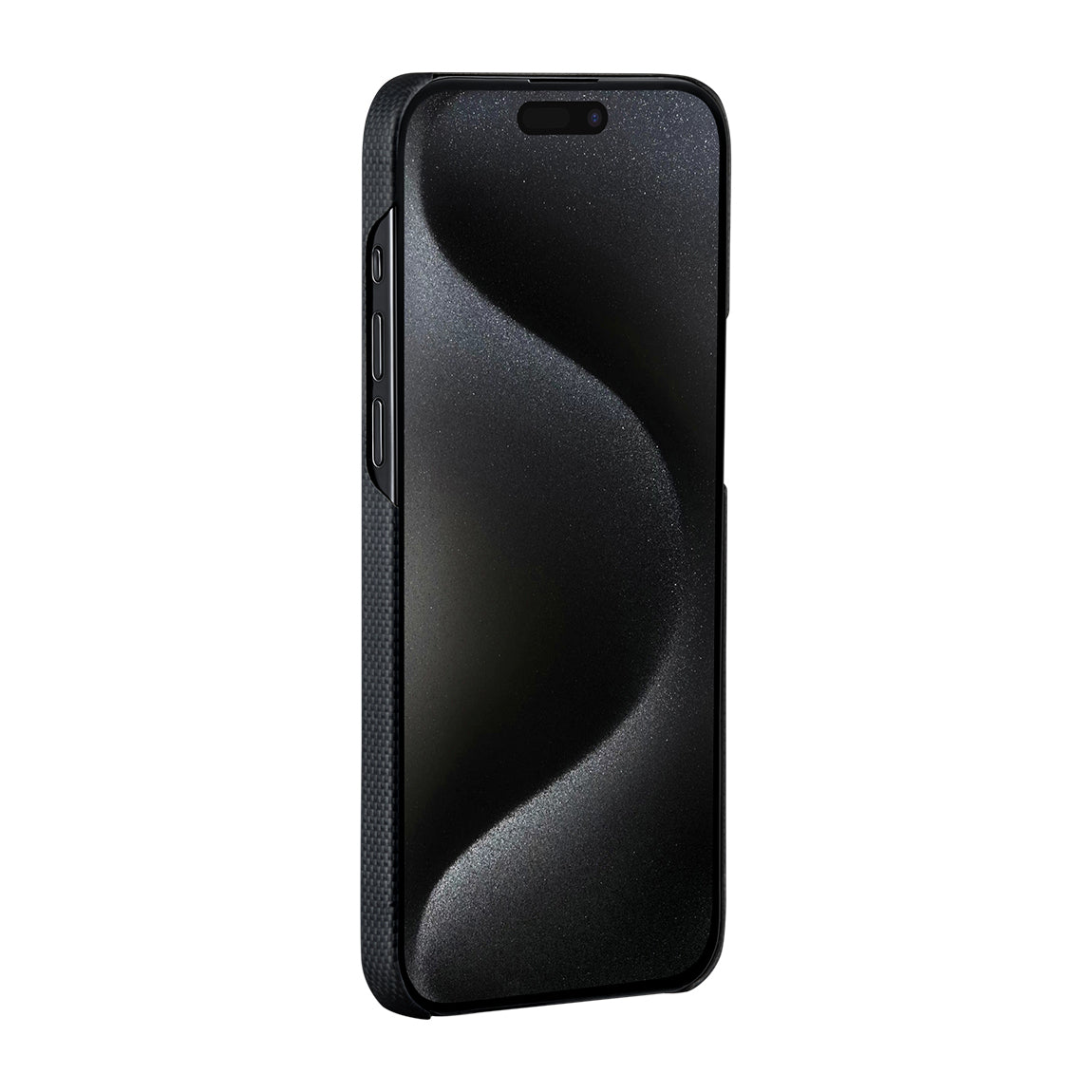 Apple iPhone 15 Pro Kılıf M-safe Şarj Özellikli Aramid Fiber Pitaka Tactile Woven Break The Line Kapak Siyah