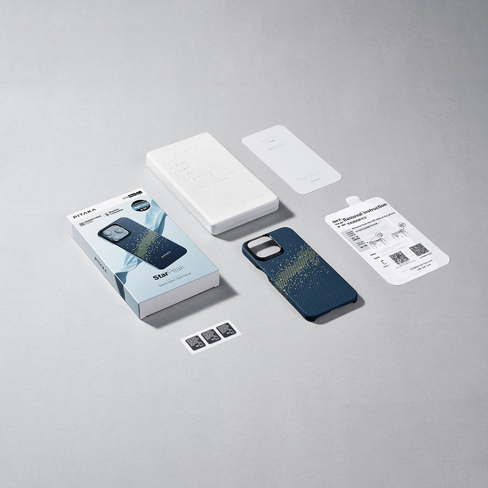 Apple iPhone 15 Pro Kılıf M-safe Şarj Özellikli Aramid Fiber Pitaka Tactile Woven Starpeak Serisi Milky Way Galaxy Kapak Mavi