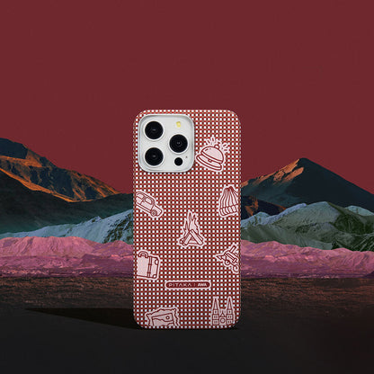 Apple iPhone 15 Pro Kılıf M-safe Şarj Özellikli Awa Tasarımlı 1500D Aramid Fiber Pitaka Ultra-Slim Classic Serisi Bonfire Kapak Kırmızı