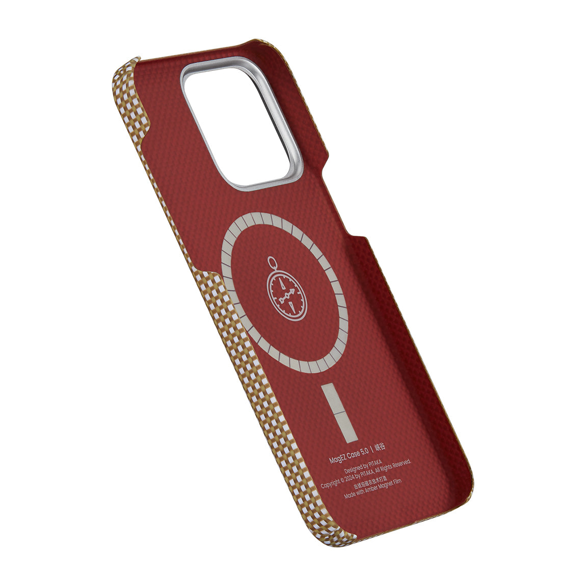 Apple iPhone 15 Pro Kılıf M-safe Şarj Özellikli Awa Tasarımlı 1500D Aramid Fiber Pitaka Ultra-Slim Classic Serisi Canyon Kapak Sarı