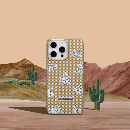 Apple iPhone 15 Pro Kılıf M-safe Şarj Özellikli Awa Tasarımlı 1500D Aramid Fiber Pitaka Ultra-Slim Classic Serisi Canyon Kapak Sarı