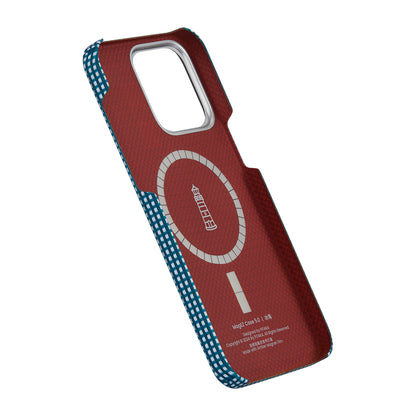 Apple iPhone 15 Pro Kılıf M-safe Şarj Özellikli Awa Tasarımlı 1500D Aramid Fiber Pitaka Ultra-Slim Classic Serisi Ocean Kapak Mavi