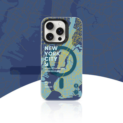 Apple iPhone 15 Pro Kılıf M-safe Şarj Özellikli Benks City Serisi Kapak Siyah-Turuncu