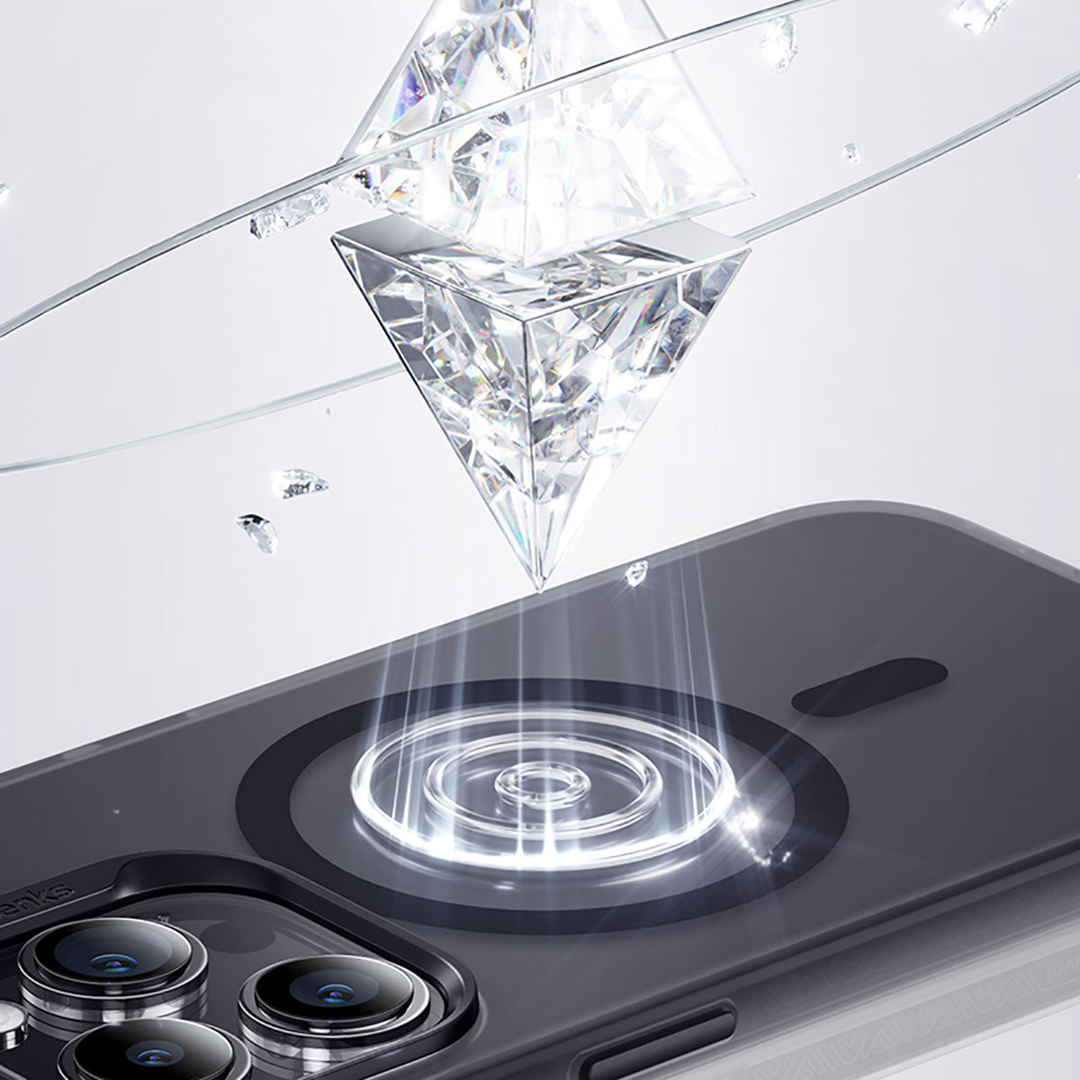 Apple iPhone 15 Pro Kılıf M-safe Şarj Özellikli Benks Lucid Armor Kapak Gri