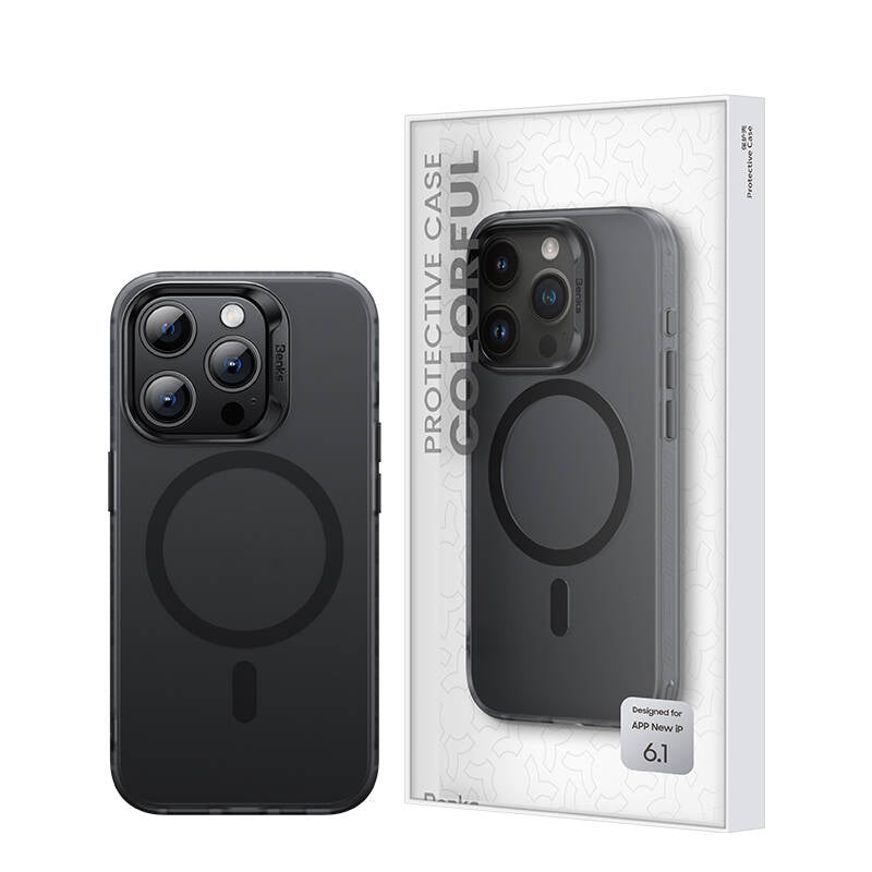 Apple iPhone 15 Pro Kılıf M-safe Şarj Özellikli Benks Lucid Armor Kapak Siyah