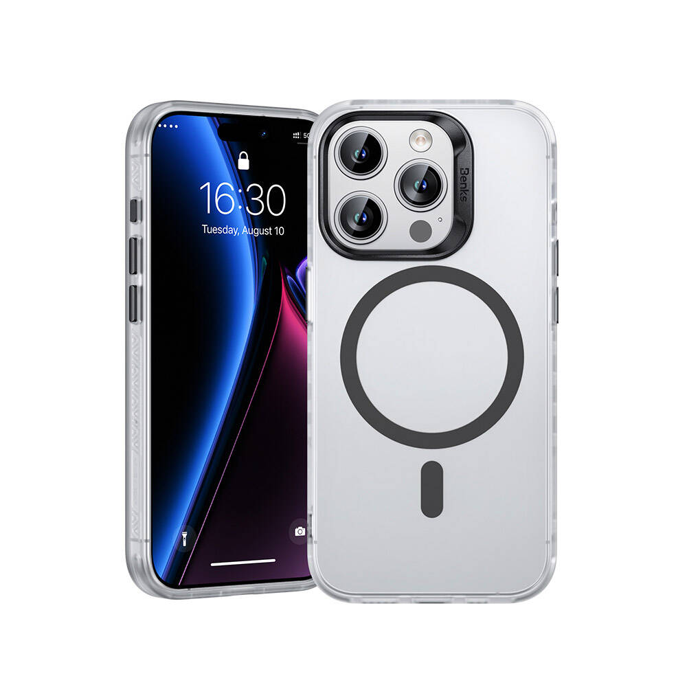 Apple iPhone 15 Pro Kılıf M-safe Şarj Özellikli Benks Lucid Armor Kapak Mavi