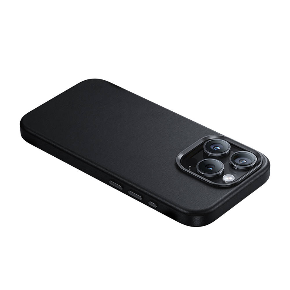 Apple iPhone 15 Pro Kılıf M-safe Şarj Özellikli Benks Vintage Leather Kapak Gri