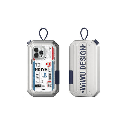 Apple iPhone 15 Pro Kılıf M-safe Şarj Özellikli Bilet Desenli Wiwu Turkey B Serisi Kapak Pembe