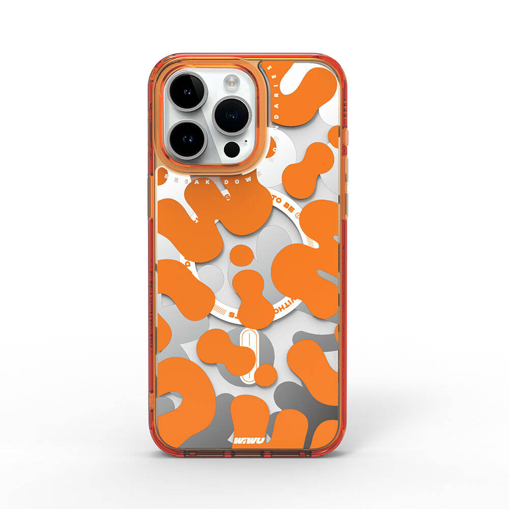 Apple iPhone 15 Pro Kılıf M-safe Şarj Özellikli Boya Desenli Wiwu Fluorescent G Serisi Kapak Sarı