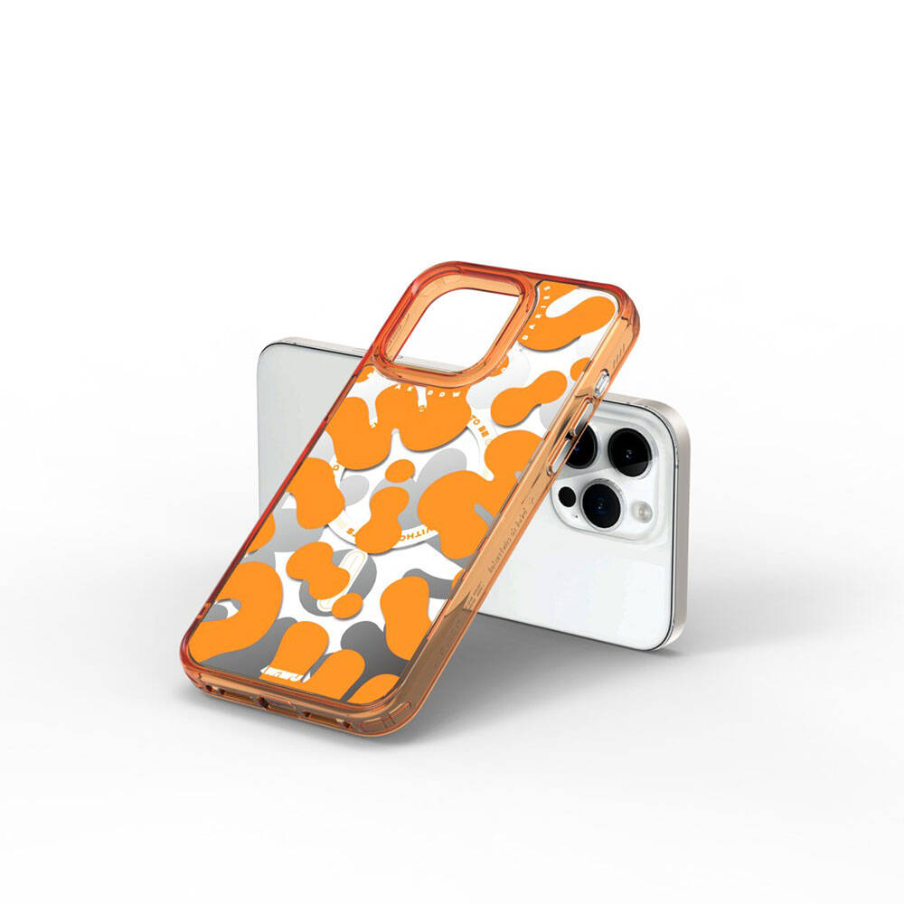 Apple iPhone 15 Pro Kılıf M-safe Şarj Özellikli Boya Desenli Wiwu Fluorescent G Serisi Kapak Yeşil