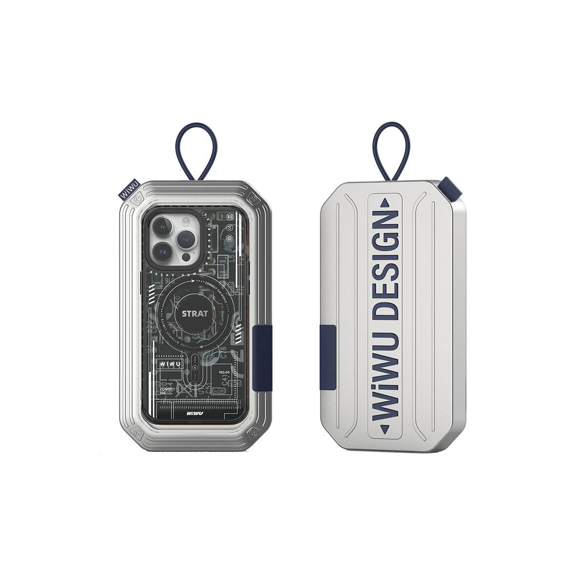 Apple iPhone 15 Pro Kılıf M-safe Şarj Özellikli Desenli Wiwu Mecha Circuit H Serisi Kapak Siyah