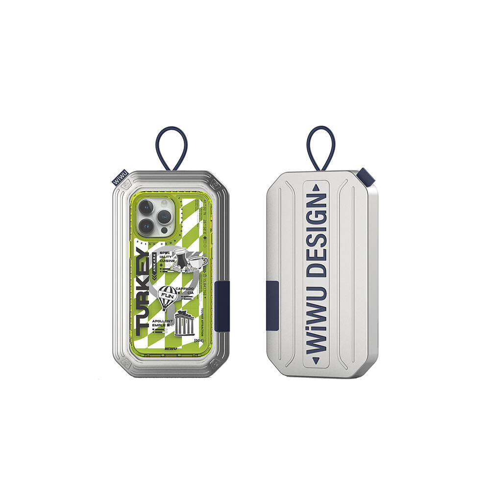 Apple iPhone 15 Pro Kılıf M-safe Şarj Özellikli Desenli Wiwu Turkey A Serisi Kapak Yeşil