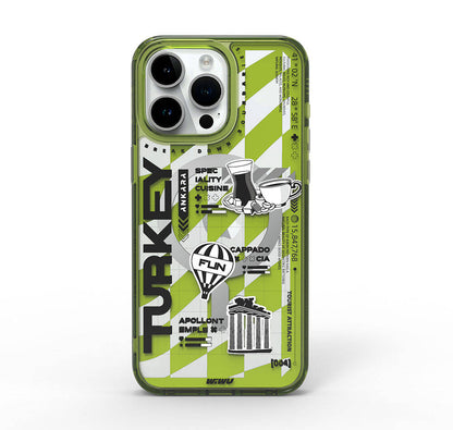 Apple iPhone 15 Pro Kılıf M-safe Şarj Özellikli Desenli Wiwu Turkey A Serisi Kapak Yeşil