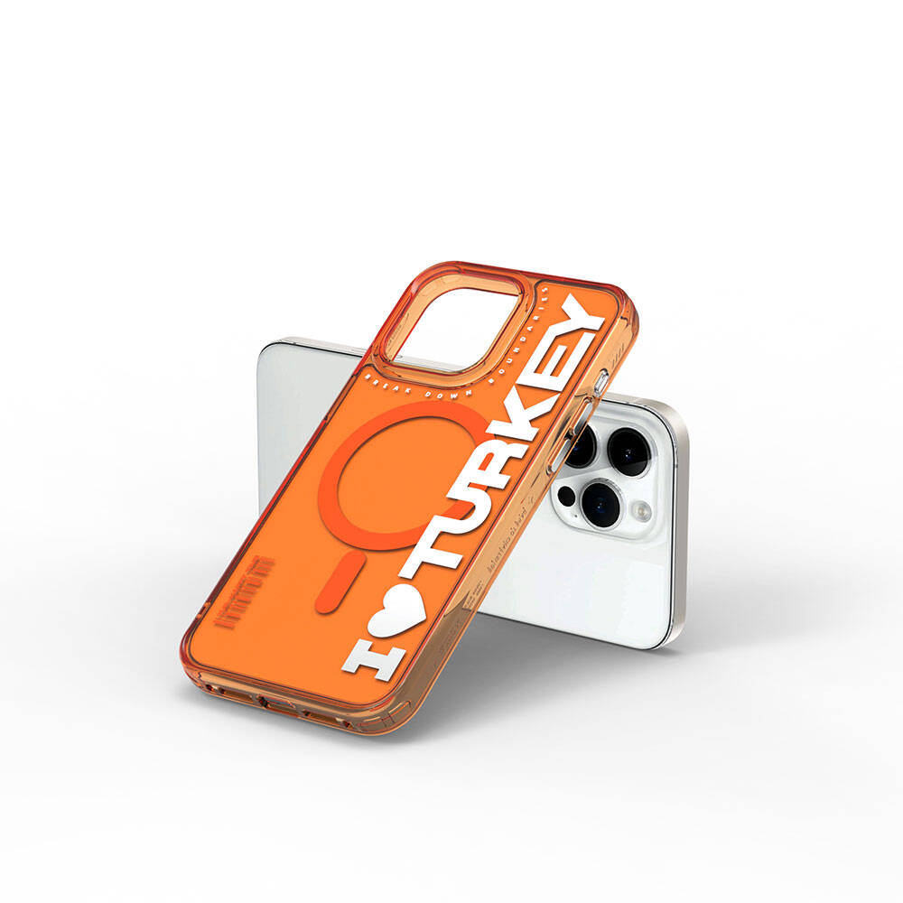 Apple iPhone 15 Pro Kılıf M-safe Şarj Özellikli I Love Turkey Yazı Desenli Wiwu Turkey E Serisi Kapak Siyah