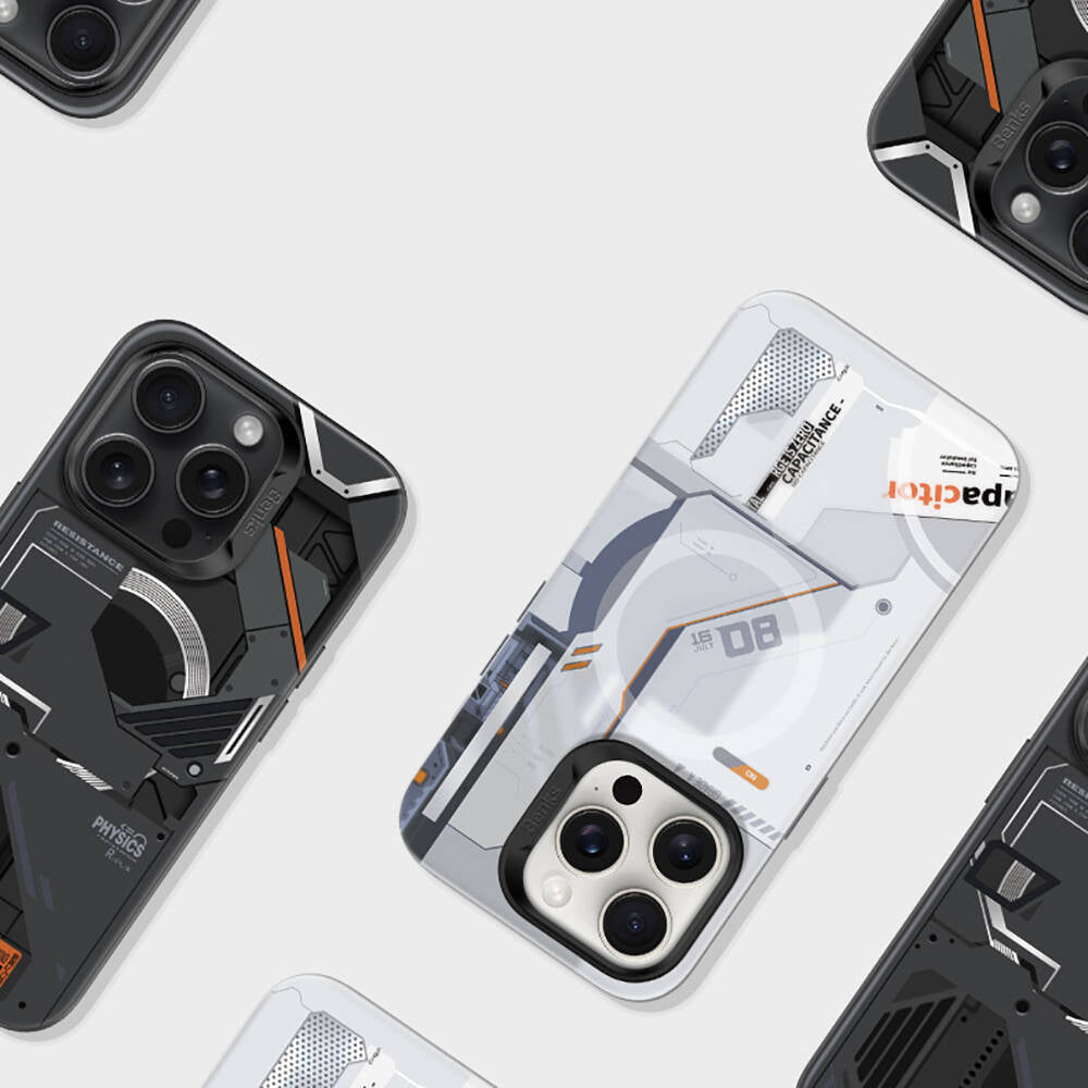 Apple iPhone 15 Pro Kılıf M-safe Şarj Özellikli Mekanik Tasarımlı Benks Perspective Serisi Kapak Siyah