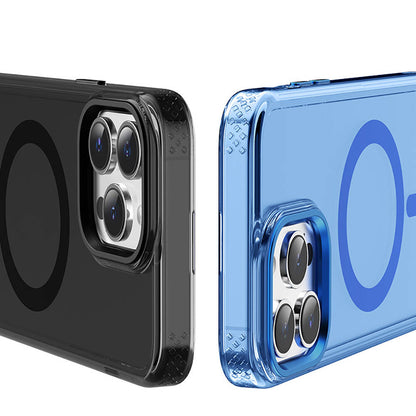 Apple iPhone 15 Pro Kılıf M-safe Şarj Özellikli Saydam Arka Yüzey Recci Crystal Color Serisi Kapak Mavi