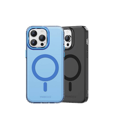 Apple iPhone 15 Pro Kılıf M-safe Şarj Özellikli Saydam Arka Yüzey Recci Crystal Color Serisi Kapak Siyah