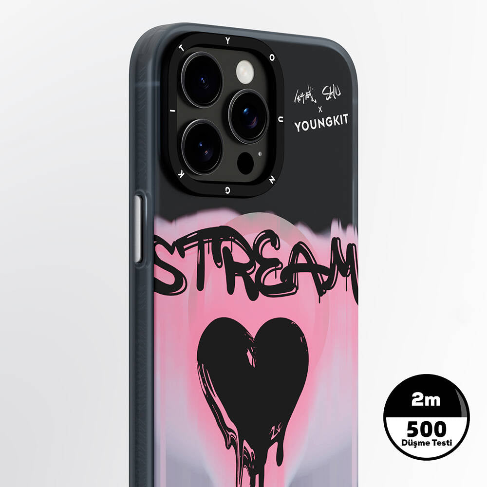 Apple iPhone 15 Pro Kılıf M-safe Şarj Özellikli Shu Tasarımlı Youngkit Dreamland Serisi Kapak Pembe