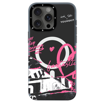 Apple iPhone 15 Pro Kılıf M-safe Şarj Özellikli Shu Tasarımlı Youngkit Dreamland Serisi Kapak Siyah