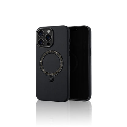 Apple iPhone 15 Pro Kılıf M-safe Şarj Özellikli Standlı Suni Deri Tasarımlı Pynana Dancing Circle Serisi Kapak Lila