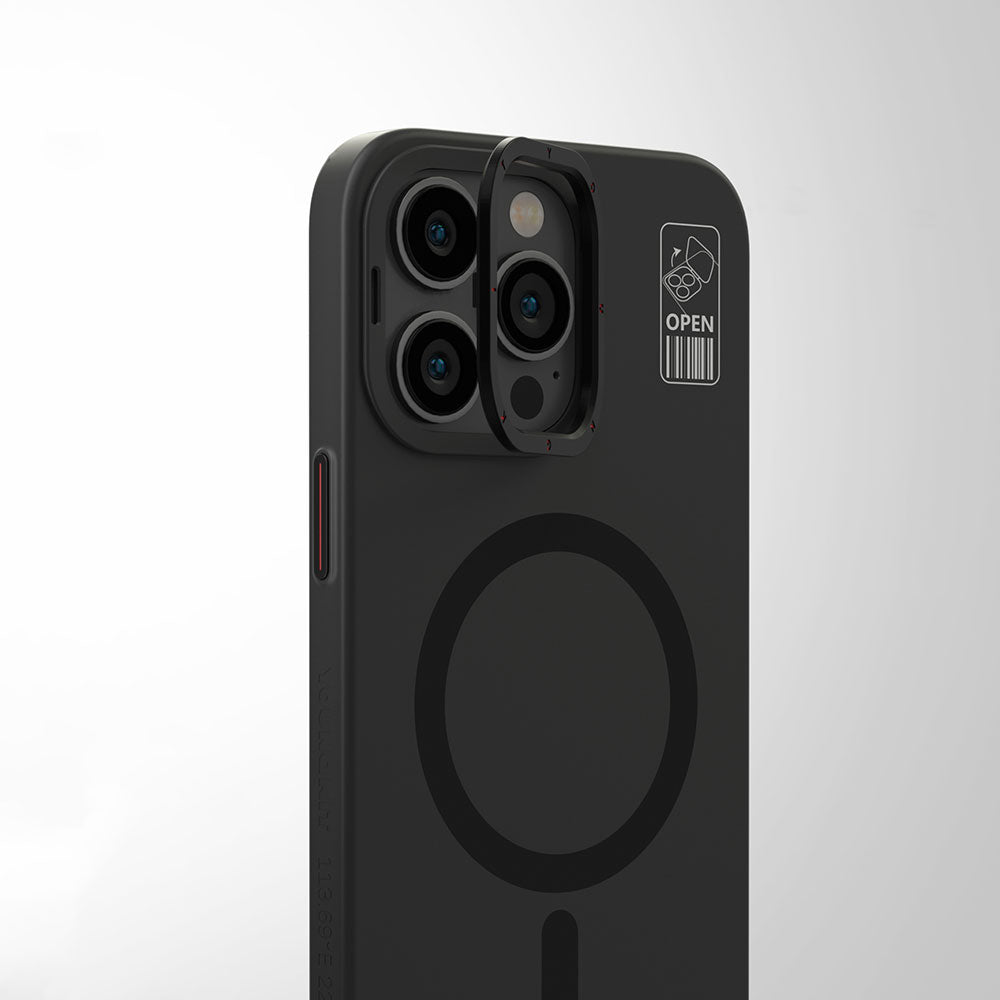 Apple iPhone 15 Pro Kılıf M-safe Şarj Özellikli Standlı YoungKit Hermit Bracket Serisi Kapak Beyaz