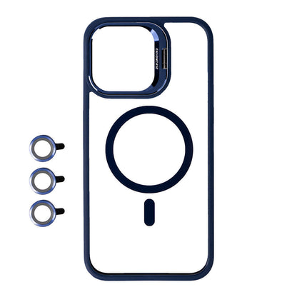 Apple iPhone 15 Pro Kılıf M-safe Şarj Özellikli Standlı Zore M-safe Klon Lensli Kapak