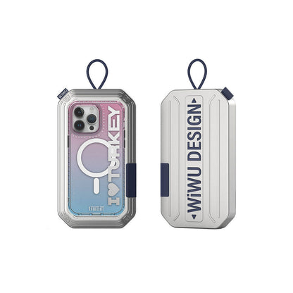 Apple iPhone 15 Pro Kılıf M-safe Şarj Özellikli Transparan Renk Geçişli Wiwu Turkey C Serisi Kapak Mavi