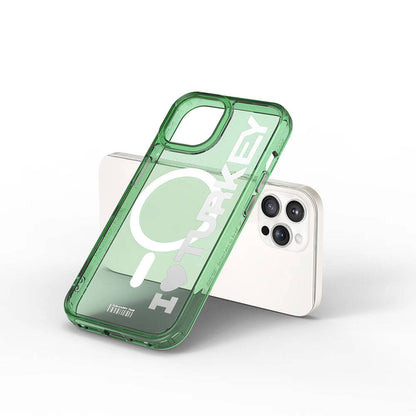 Apple iPhone 15 Pro Kılıf M-safe Şarj Özellikli Transparan Renk Geçişli Wiwu Turkey C Serisi Kapak Mavi