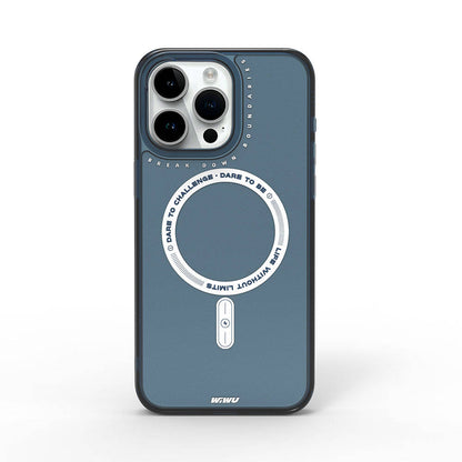 Apple iPhone 15 Pro Kılıf M-safe Şarj Özellikli Wiwu Basic Color J Serisi Kapak Mavi