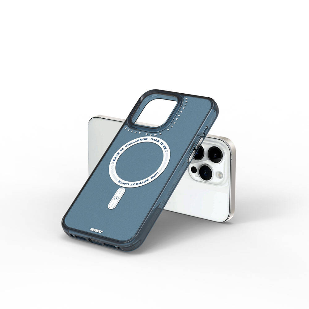 Apple iPhone 15 Pro Kılıf M-safe Şarj Özellikli Wiwu Basic Color J Serisi Kapak Mavi