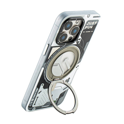 Apple iPhone 15 Pro Kılıf M-safe Şarj Özellikli Youngkit 360° Standlı Starship Serisi Kapak Mavi