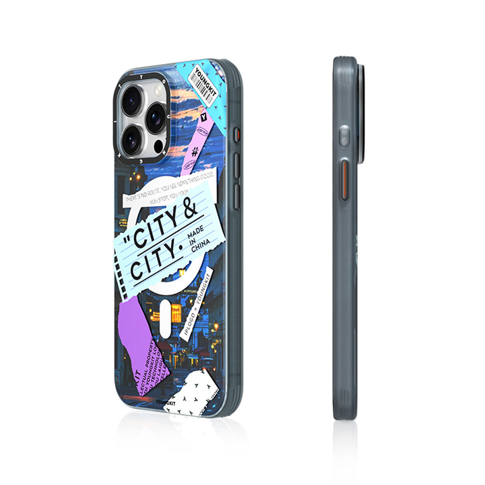 Apple iPhone 15 Pro Kılıf M-safe Şarj Özellikli Youngkit A-City Serisi Kapak Mavi