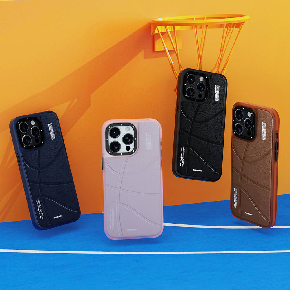 Apple iPhone 15 Pro Kılıf M-safe Şarj Özellikli Youngkit Backboard Serisi Leather Kapak Mavi