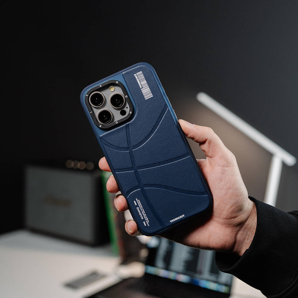 Apple iPhone 15 Pro Kılıf M-safe Şarj Özellikli Youngkit Backboard Serisi Leather Kapak Kahverengi