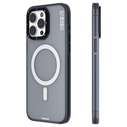 Apple iPhone 15 Pro Kılıf M-safe Şarj Özellikli Youngkit Colored Sand Serisi Kapak Siyah