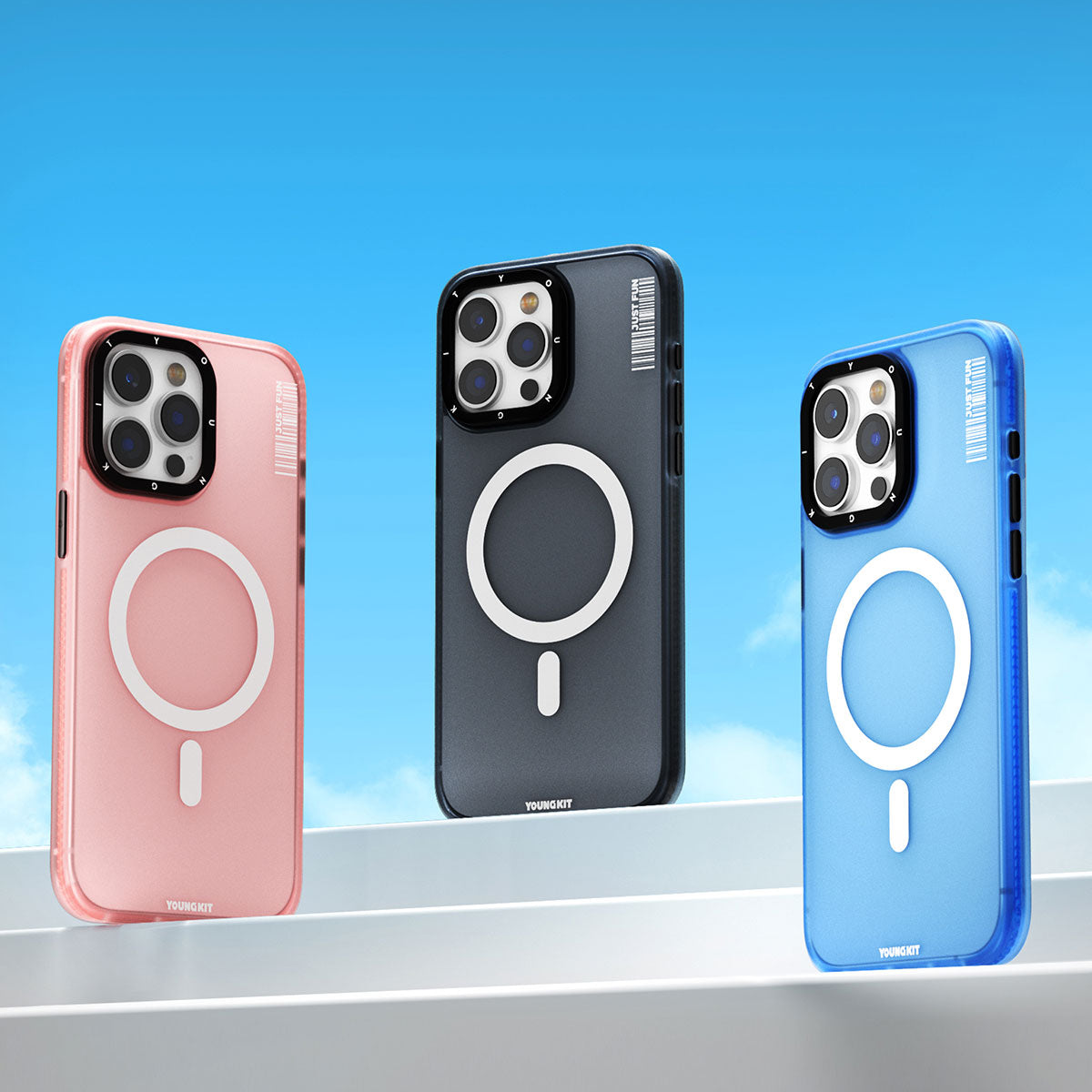 Apple iPhone 15 Pro Kılıf M-safe Şarj Özellikli Youngkit Colored Sand Serisi Kapak Pembe