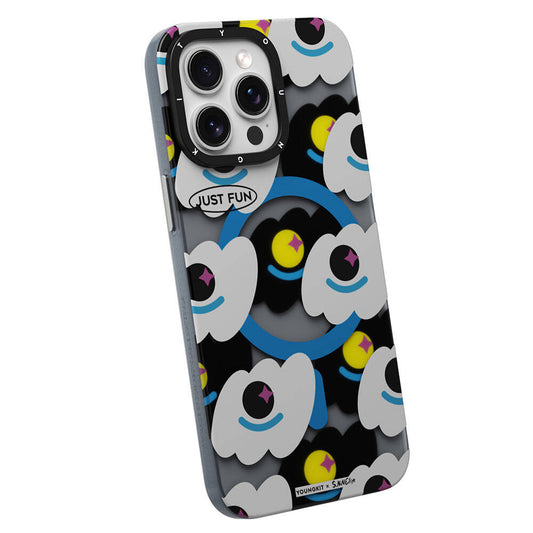 Apple iPhone 15 Pro Kılıf M-safe Şarj Özellikli Youngkit Happy View Serisi Kapak Mavi