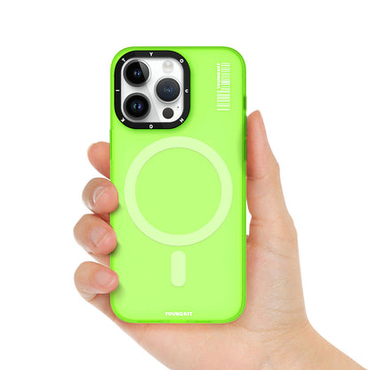 Apple iPhone 15 Pro Kılıf M-safe Şarj Özellikli Youngkit Hidden Sand Serisi Kapak Pembe