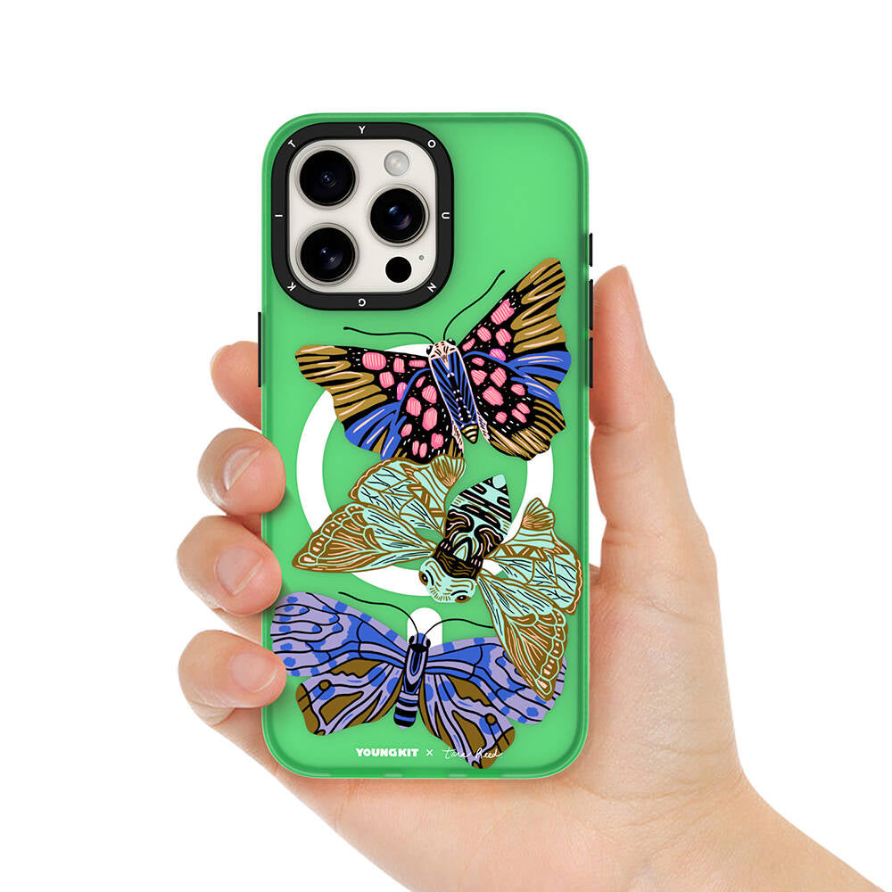 Apple iPhone 15 Pro Kılıf M-safe Şarj Özellikli YoungKit Huagu Serisi Kapak Pembe