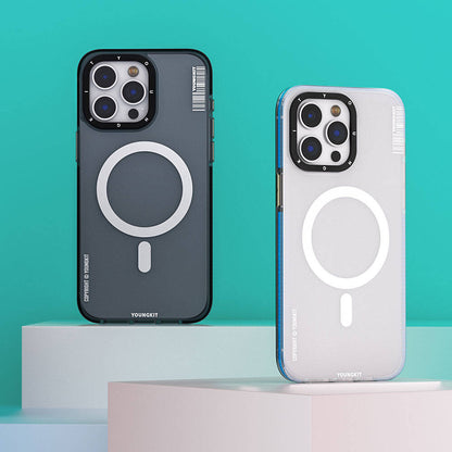 Apple iPhone 15 Pro Kılıf M-safe Şarj Özellikli Youngkit Jiansha Serisi Kapak Siyah