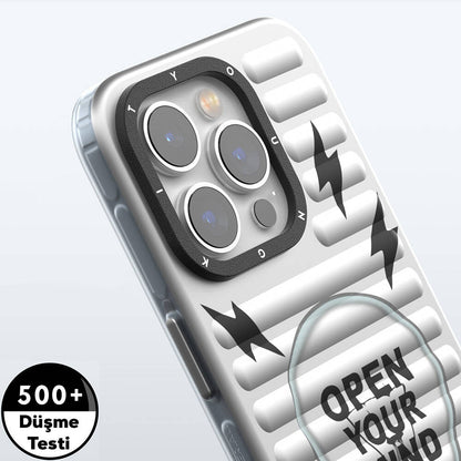 Apple iPhone 15 Pro Kılıf M-safe Şarj Özellikli Youngkit Open Mind Serisi Kapak Gümüş